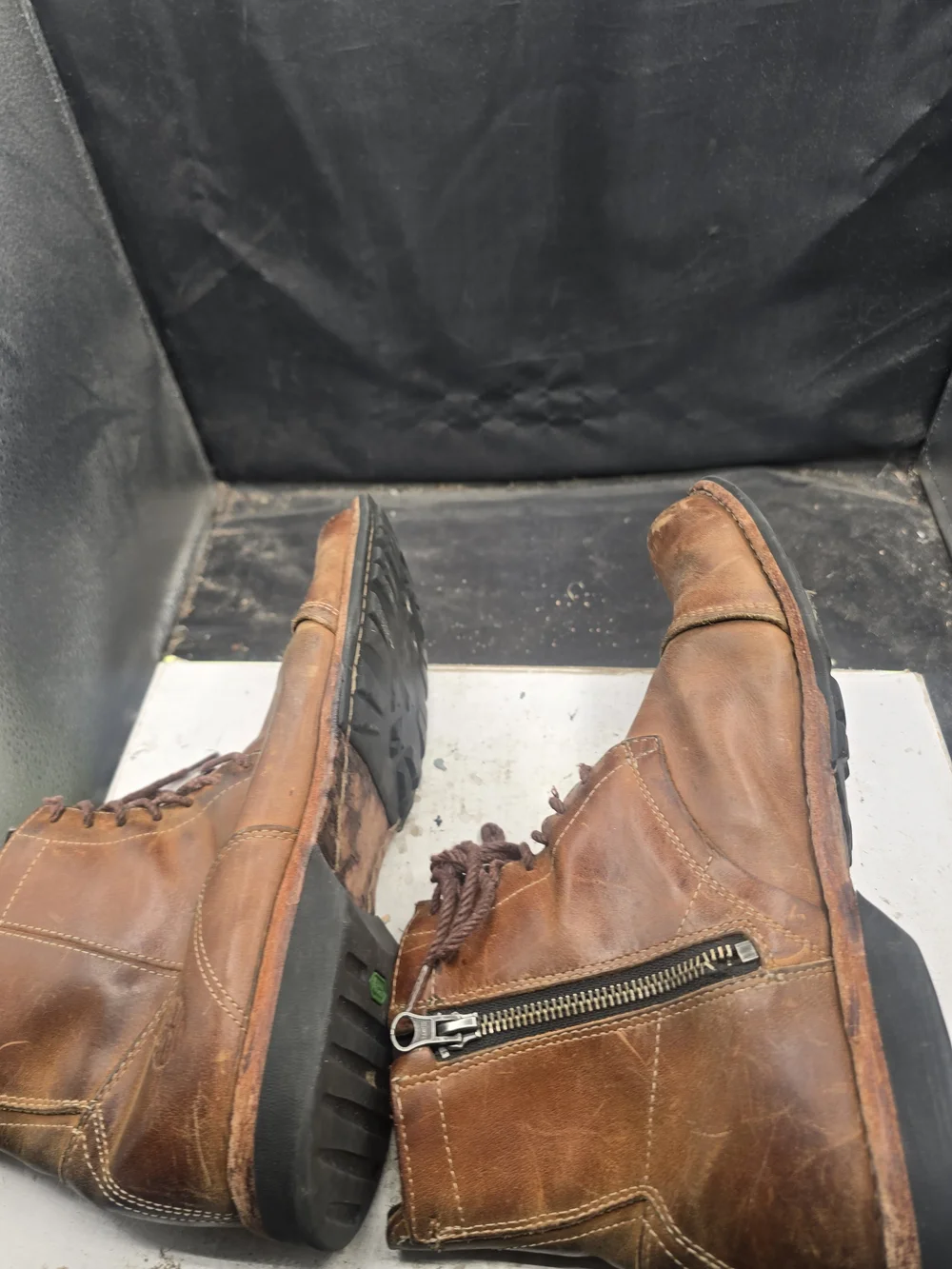 Timberland Brown Leather Chukka Boots with Side Zipper